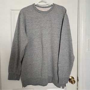 ON THE BYAS Side Zip Minimalist Crewneck Pullover Sweatshirt Sweater Large Grey